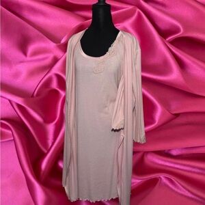 Delicates Soft Pink Women's Robe and Nightgown Set